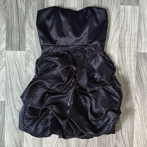 Navy Polka Dot Puffed Dress